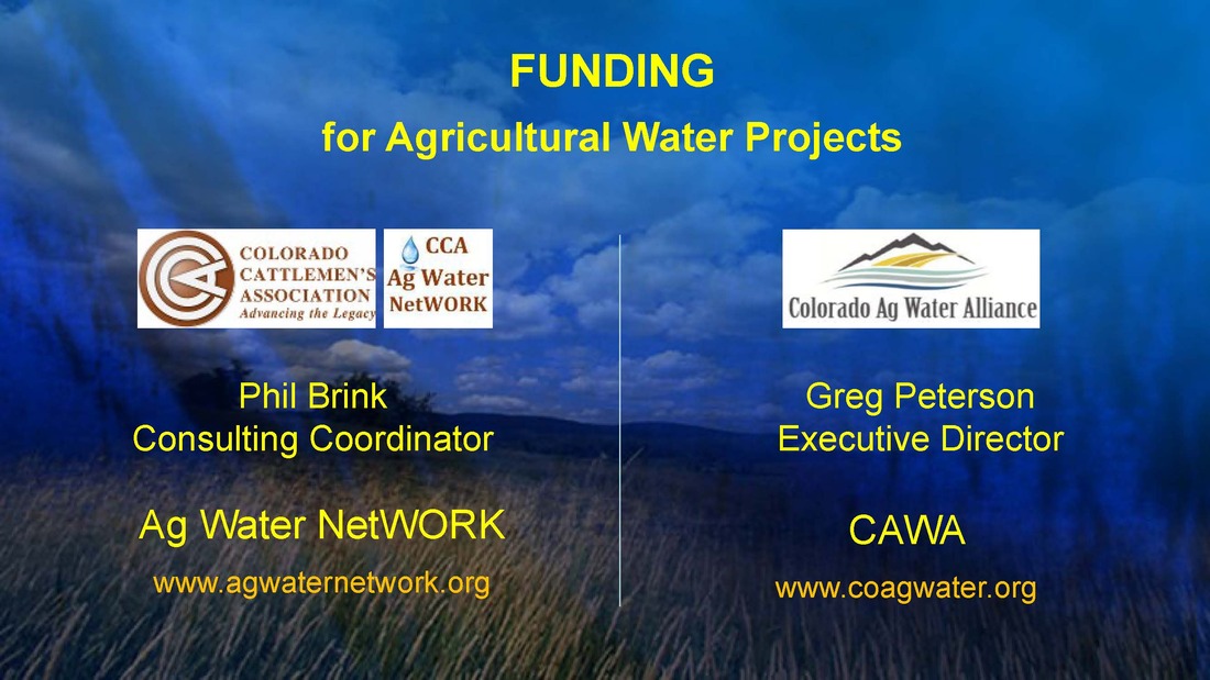 First slide of CCA Ag Water Network presentation with speakers contact information